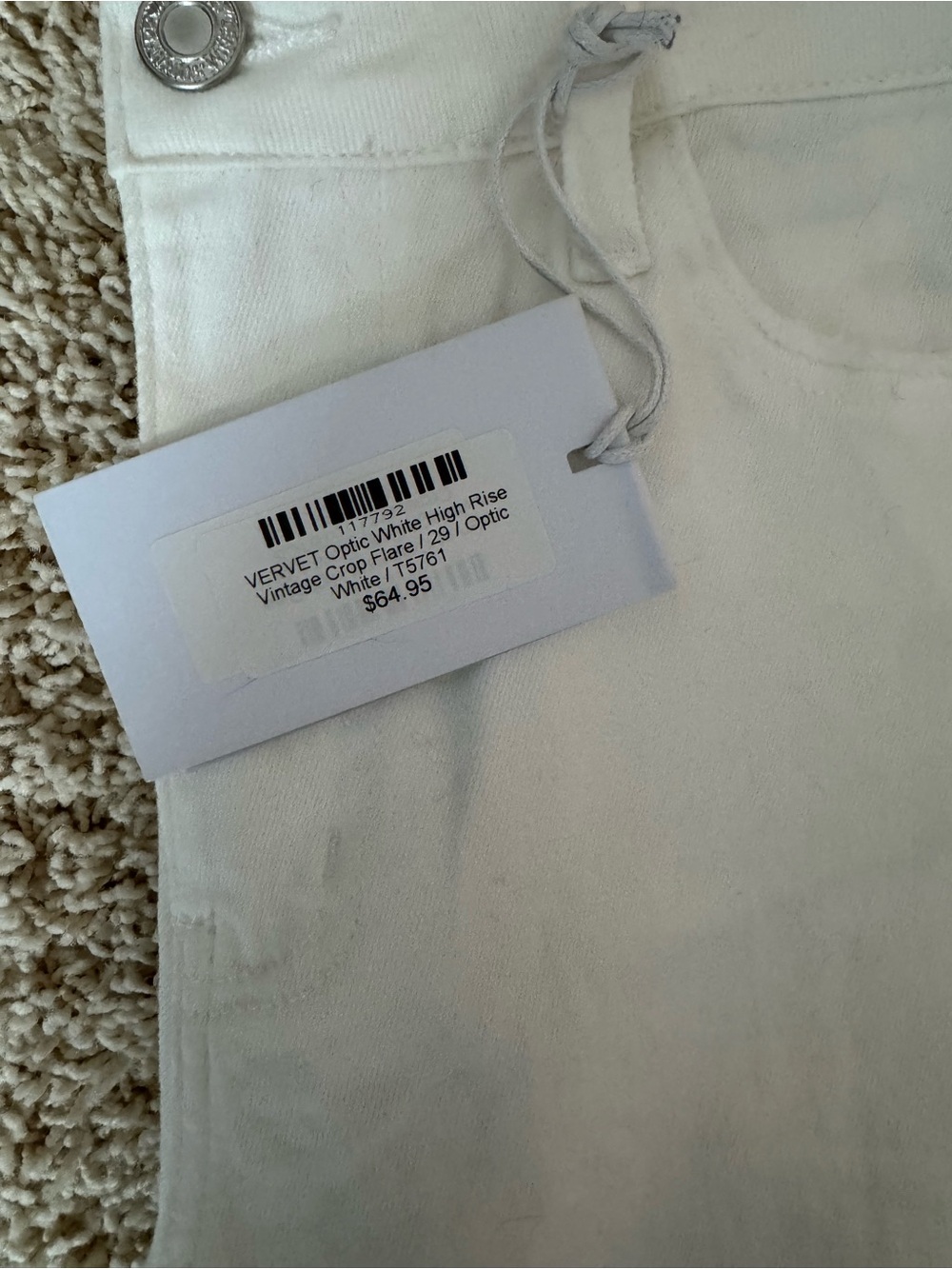 NWT | VERVET BY FLYING MONKEY | White High-Rise Raw Fringe Hem Jeans | Size 29 - Picture 3 of 10